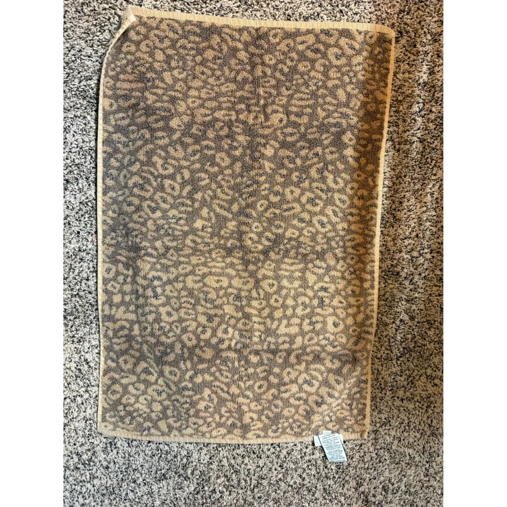 Pottery Barn Leopard Print Hand Towel Tan Brown 100% Cotton Animal Print Turkey
